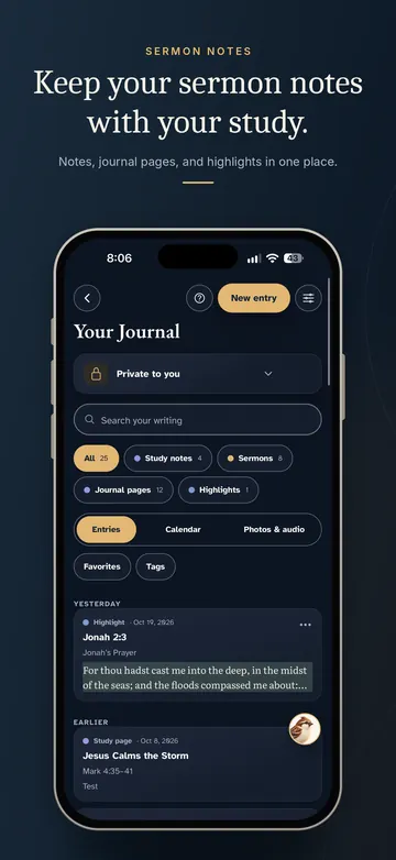 Keep your sermon notes with your study: the journal